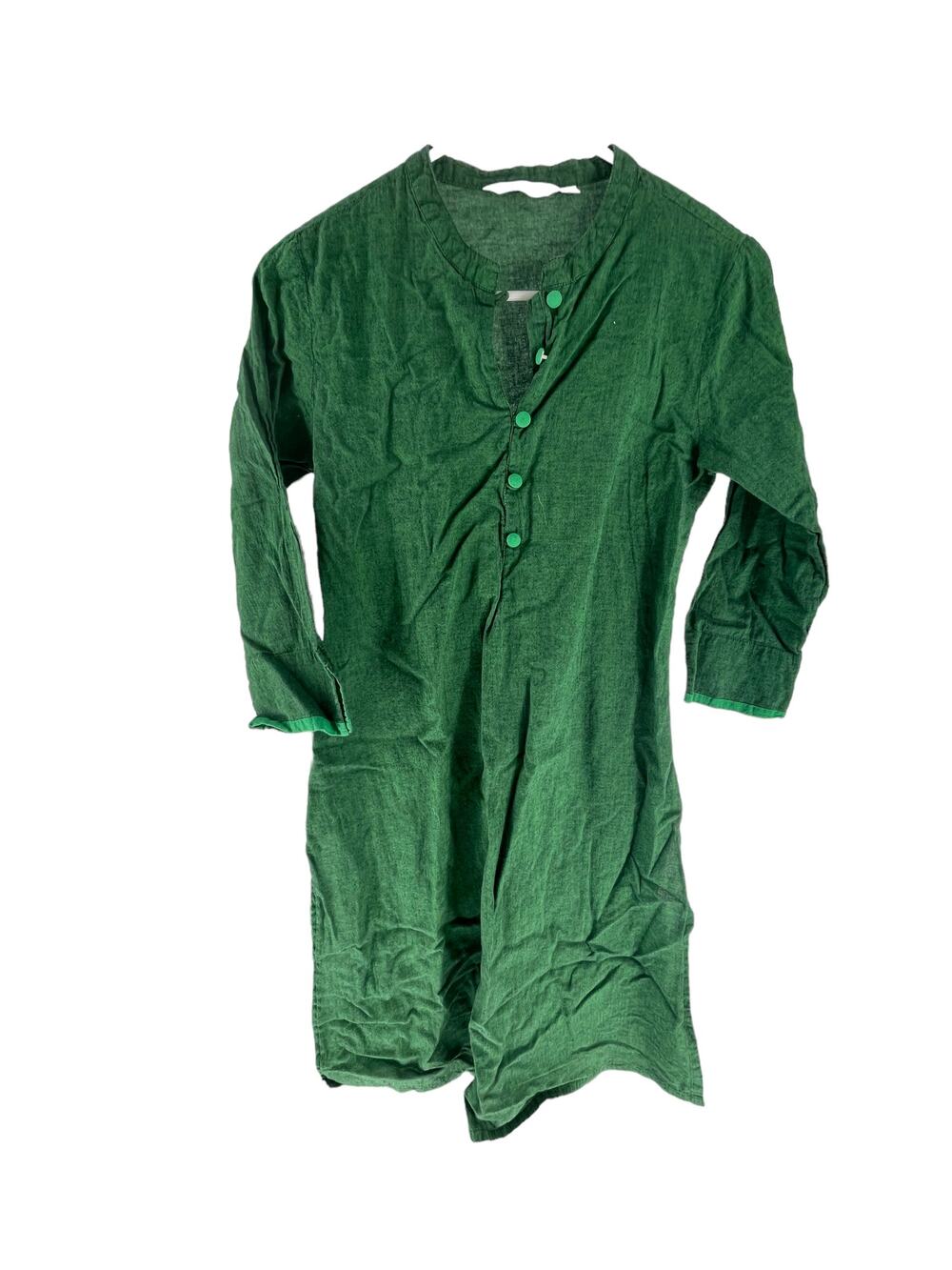 Max Green Long Sleeve Quarter Button Popover Mini Dress Women's Size Medium